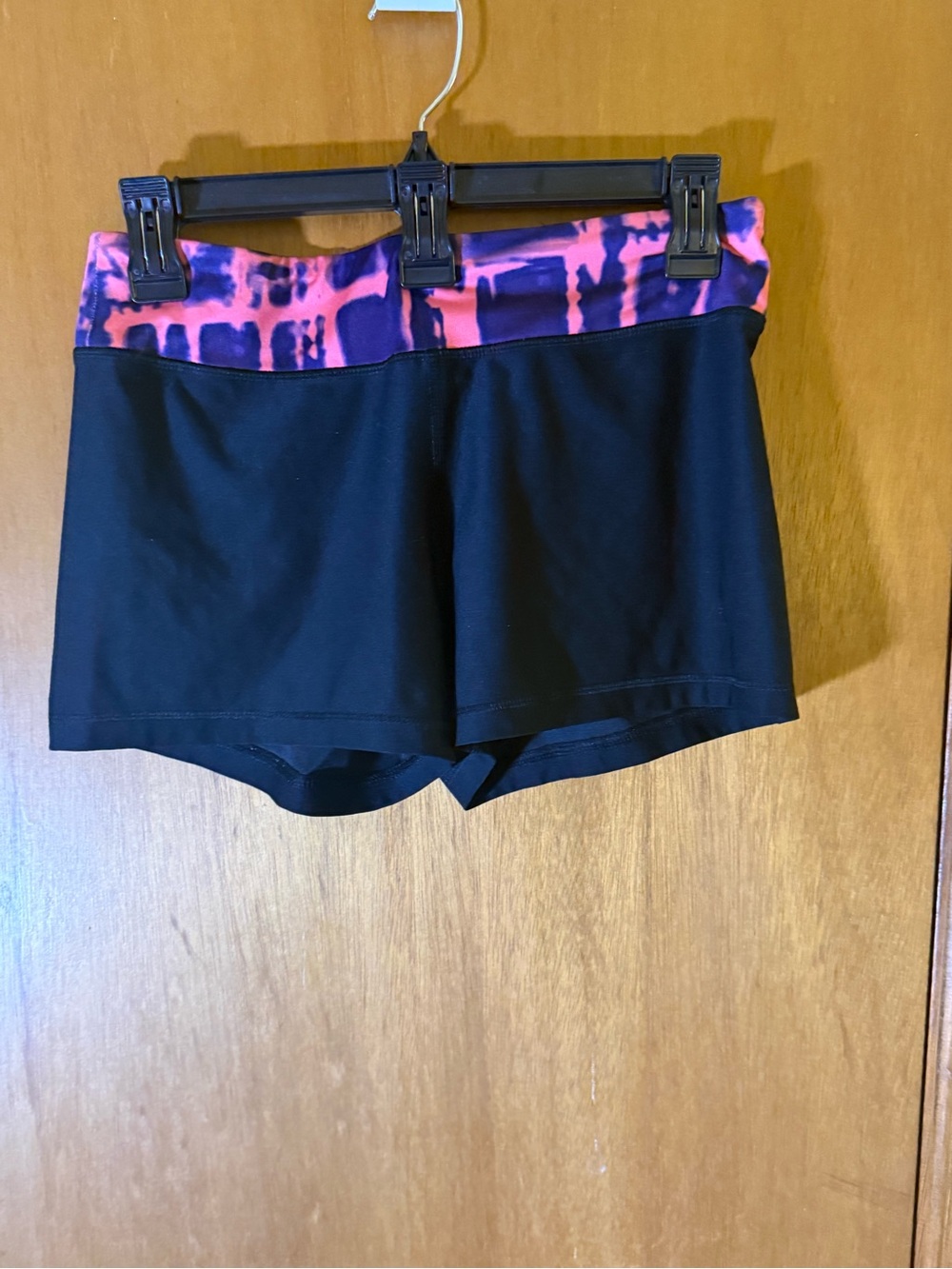 RBX Black Athletic Shorts with Pink Tie-Dye Waistband